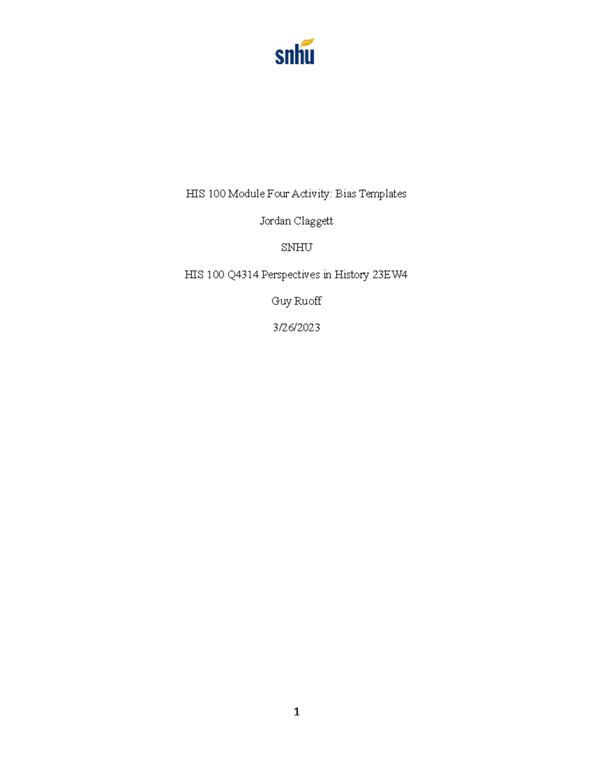 His 100 Module Four Activity Bias Template - His 100 Module Four 