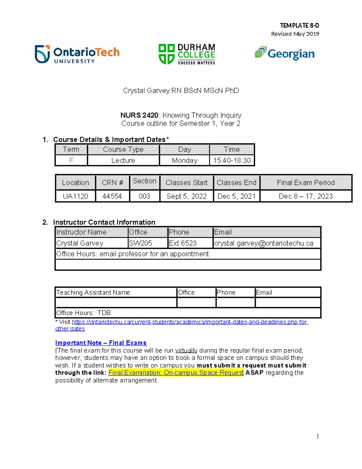 Health Sciences Knowing Through Inquiry Fall2023 ver1 - ####### Draft ...