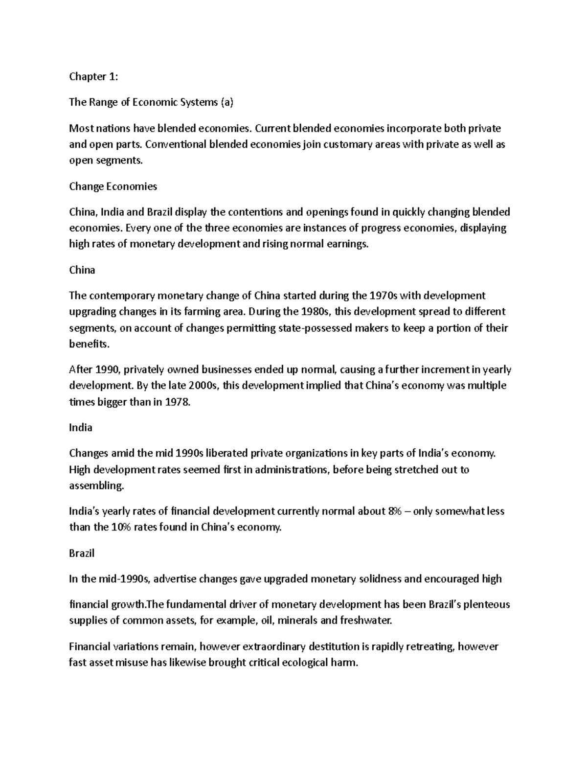 The Range Of Economic Systems Chapter 1 The Range Of Economic