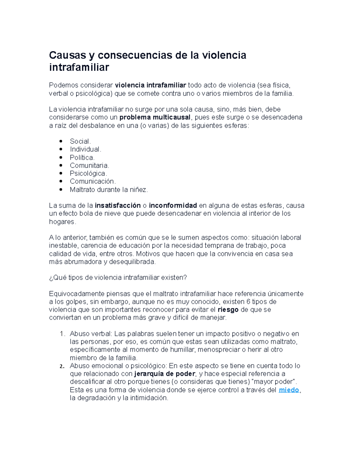 Causas y consecuencias de la violencia intrafamiliar 2 - Causas y ...