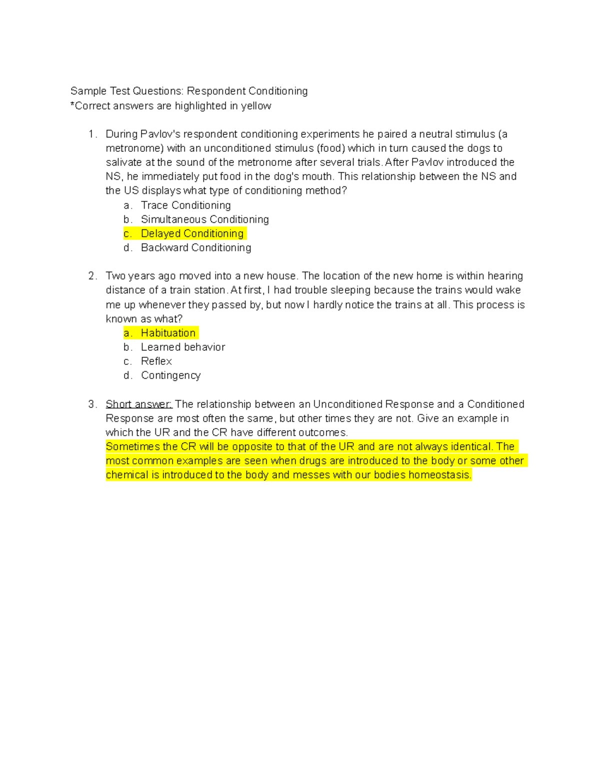 Psych Test Questions (Ch: Respondent Conditioning) - Sample Test ...