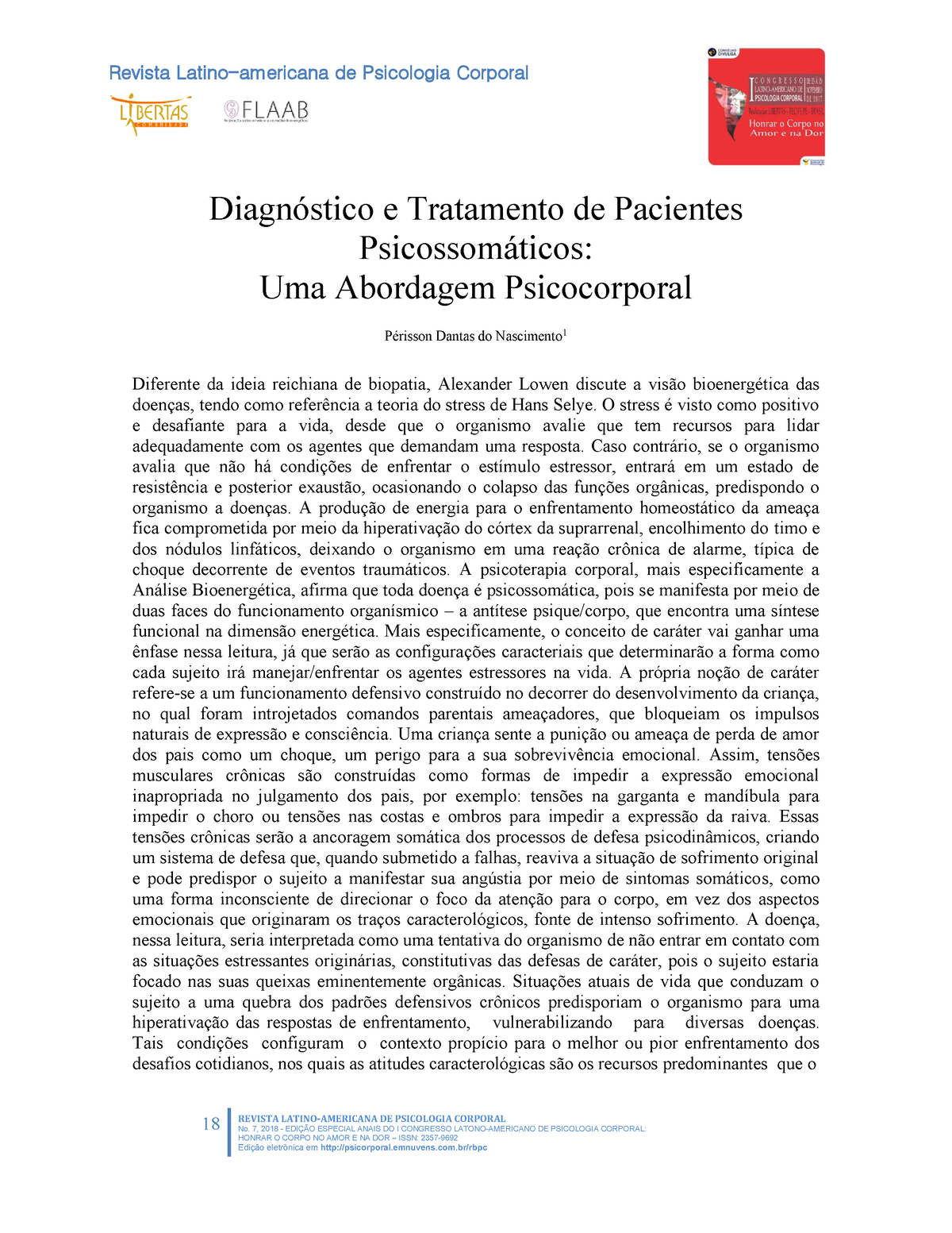 Artigo sobre bioenerg\u00e9tica - 18 REVISTA LATINO-AMERICANA DE PSICOLOGIA ...