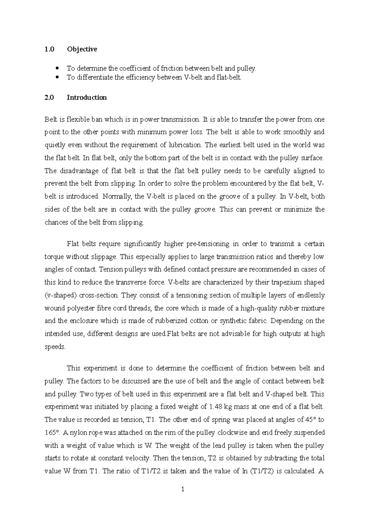 Vibration lab 2 belt friction lab report autosaved - 1 1 Objective To ...