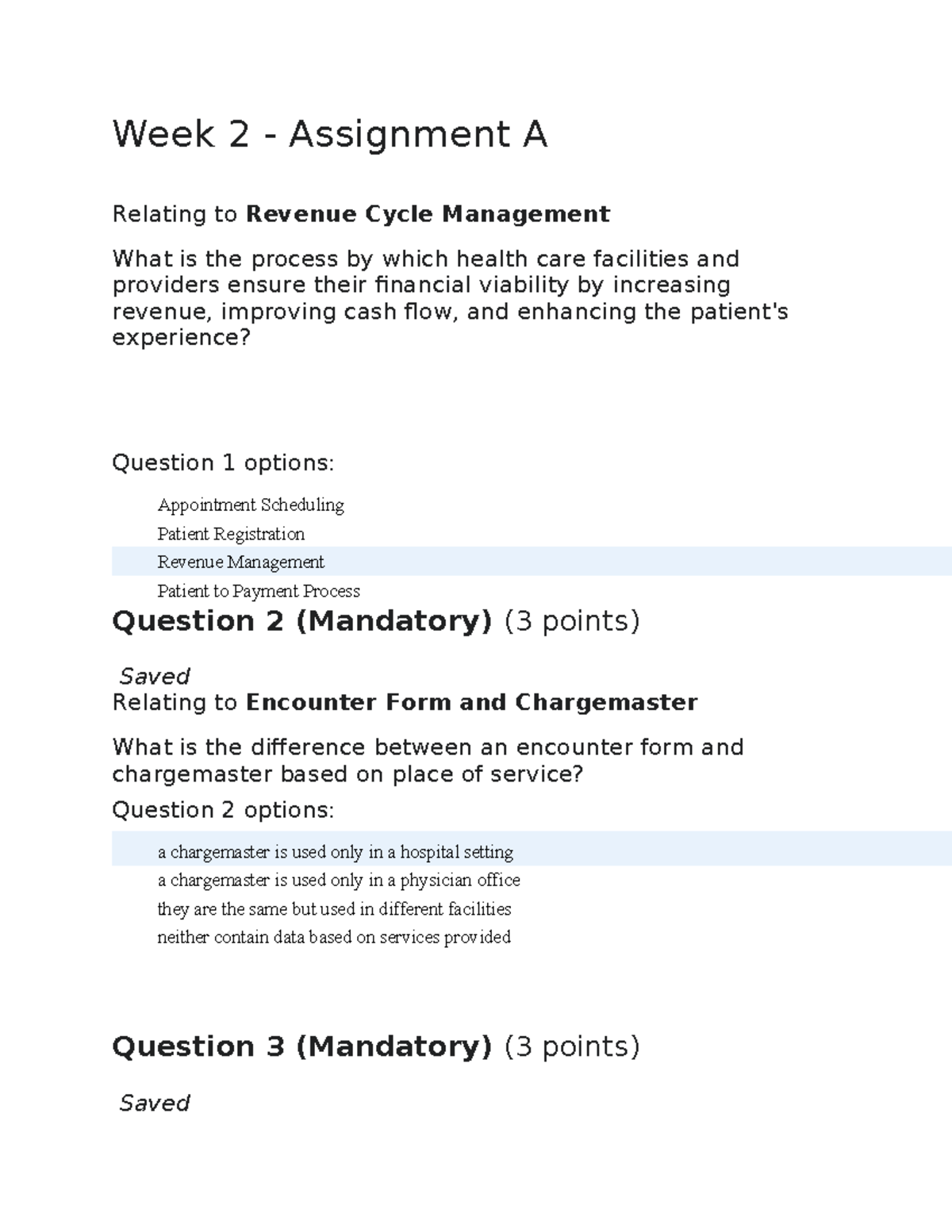 Assessments Week 2 ME2550 - Week 2 - Assignment A Relating To Revenue ...