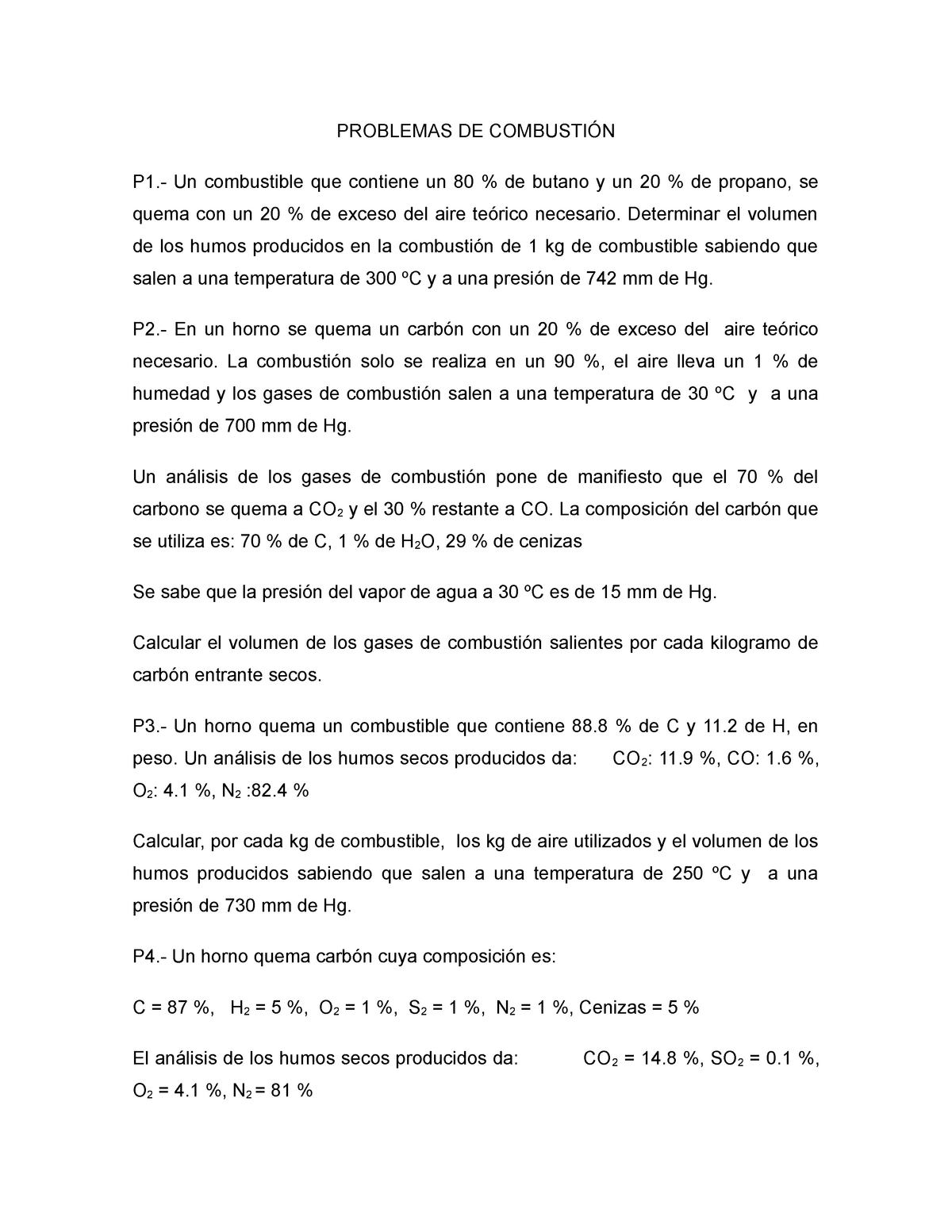 Tarea Combustión Problemas De CombustiÓn P1 Un Combustible Que