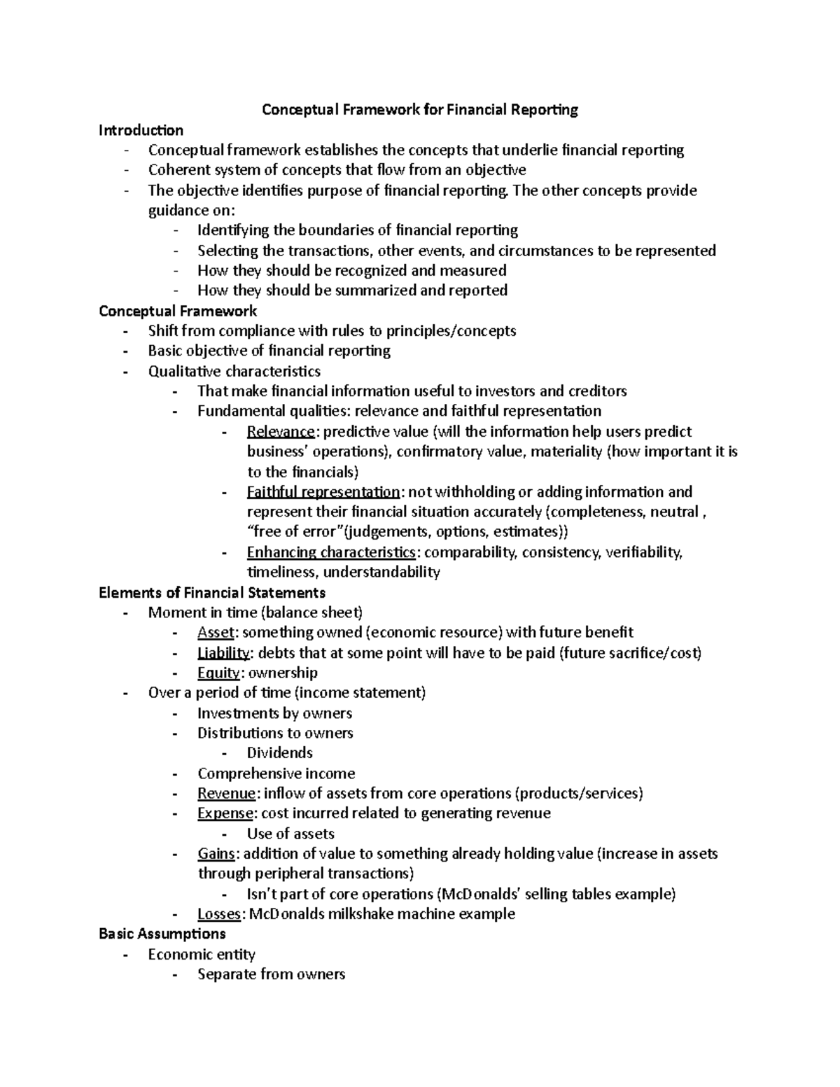 Intermediate accounting chapter 2 - Conceptual Framework for Financial ...