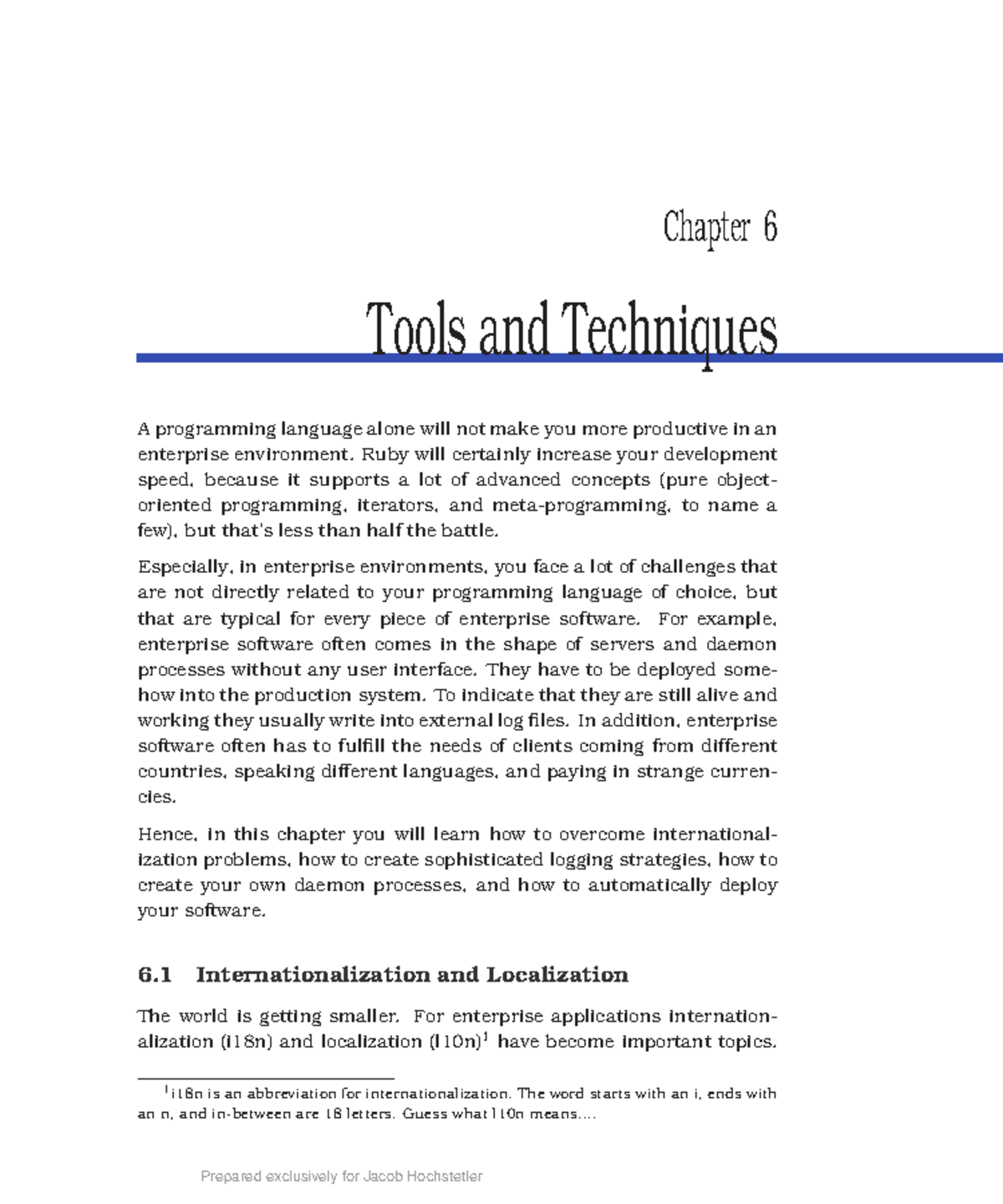 Chapter 6 Tools and Techniques Chapter 6 Tools and Techniques A