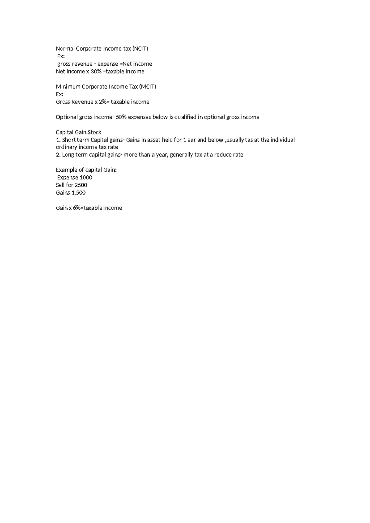 Taation pre finals - ertewsfwesrf - Normal Corporate Income tax (NCIT ...