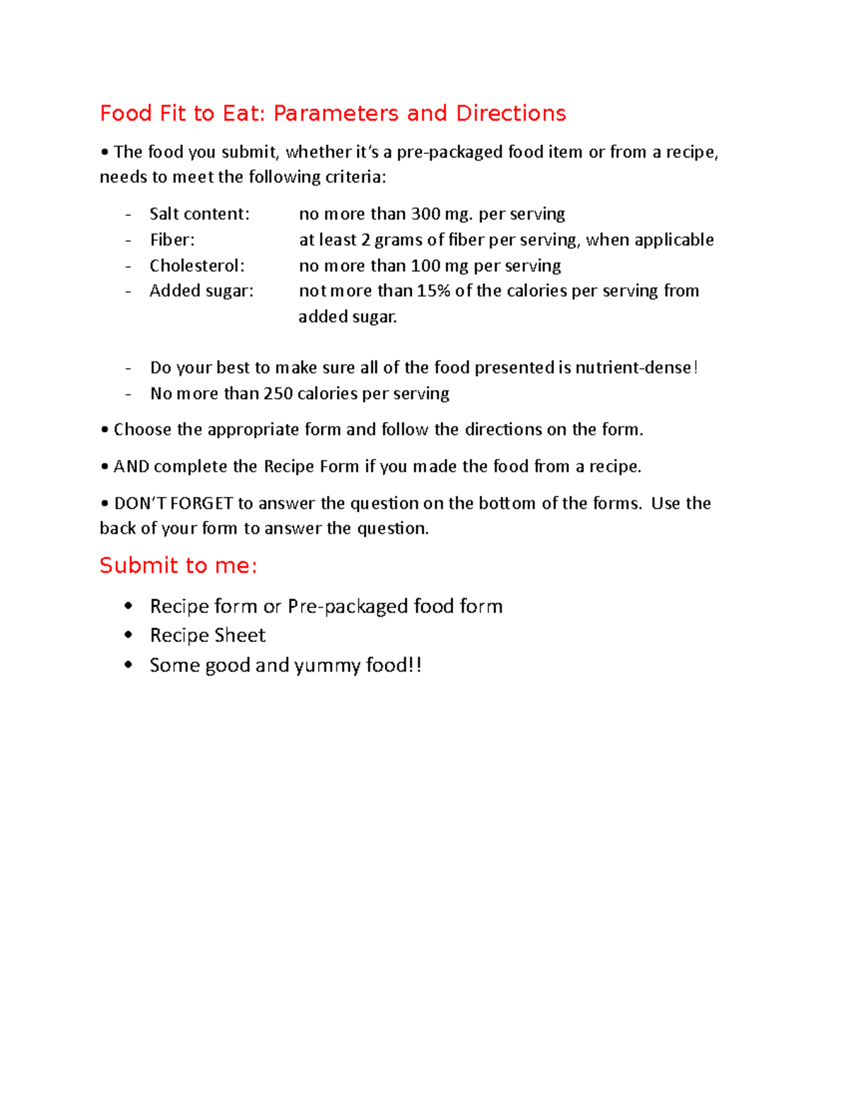 Food Fit to Eat Parameters, Directions xid-56437958 1 - Food Fit to Eat ...
