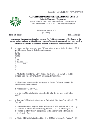 1 - Computer Networks Part-5 - Computer Network, (CSE IT), Full (Answer ...