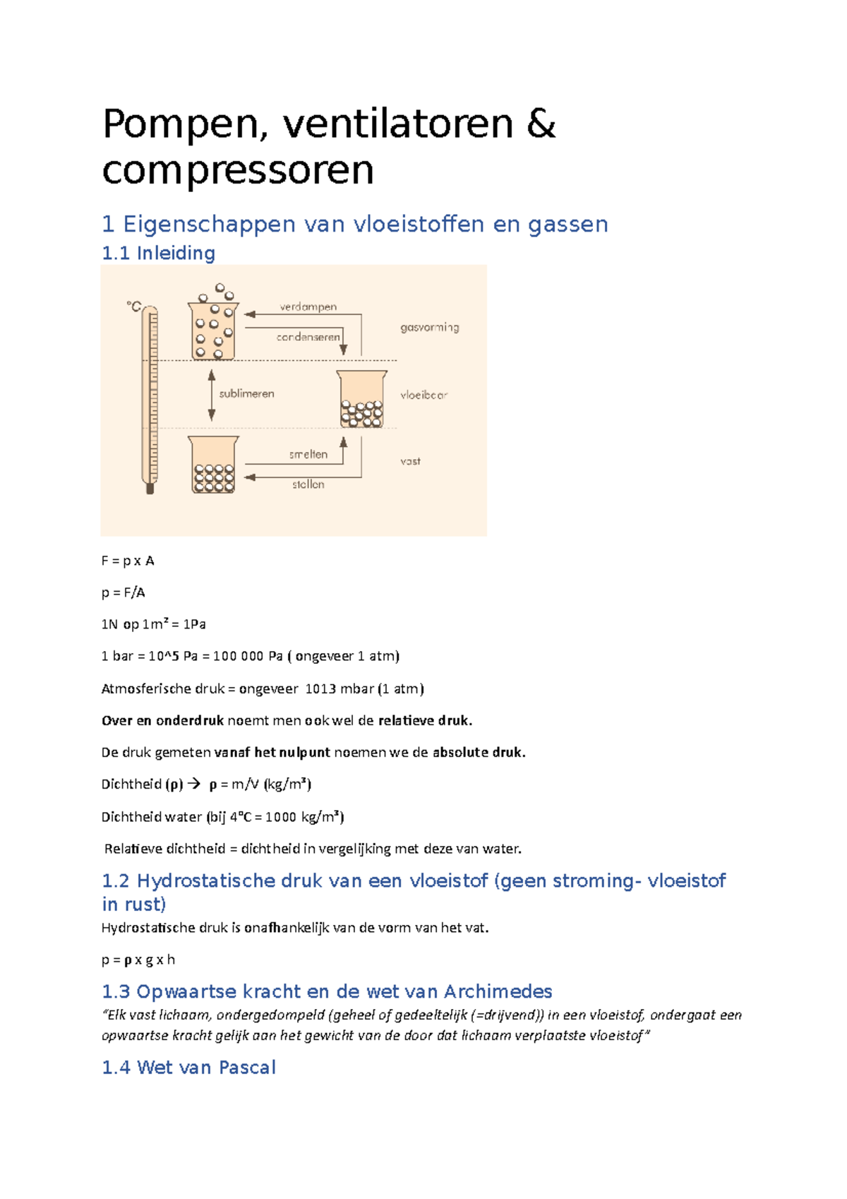 Pompen, Ventilatoren En Compressoren Samenvatting - Pompen ...