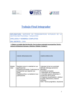 Trabajo Final Evaluación DE LA Gestión - TRABAJO FINAL EVALUACIÓN DE LA ...