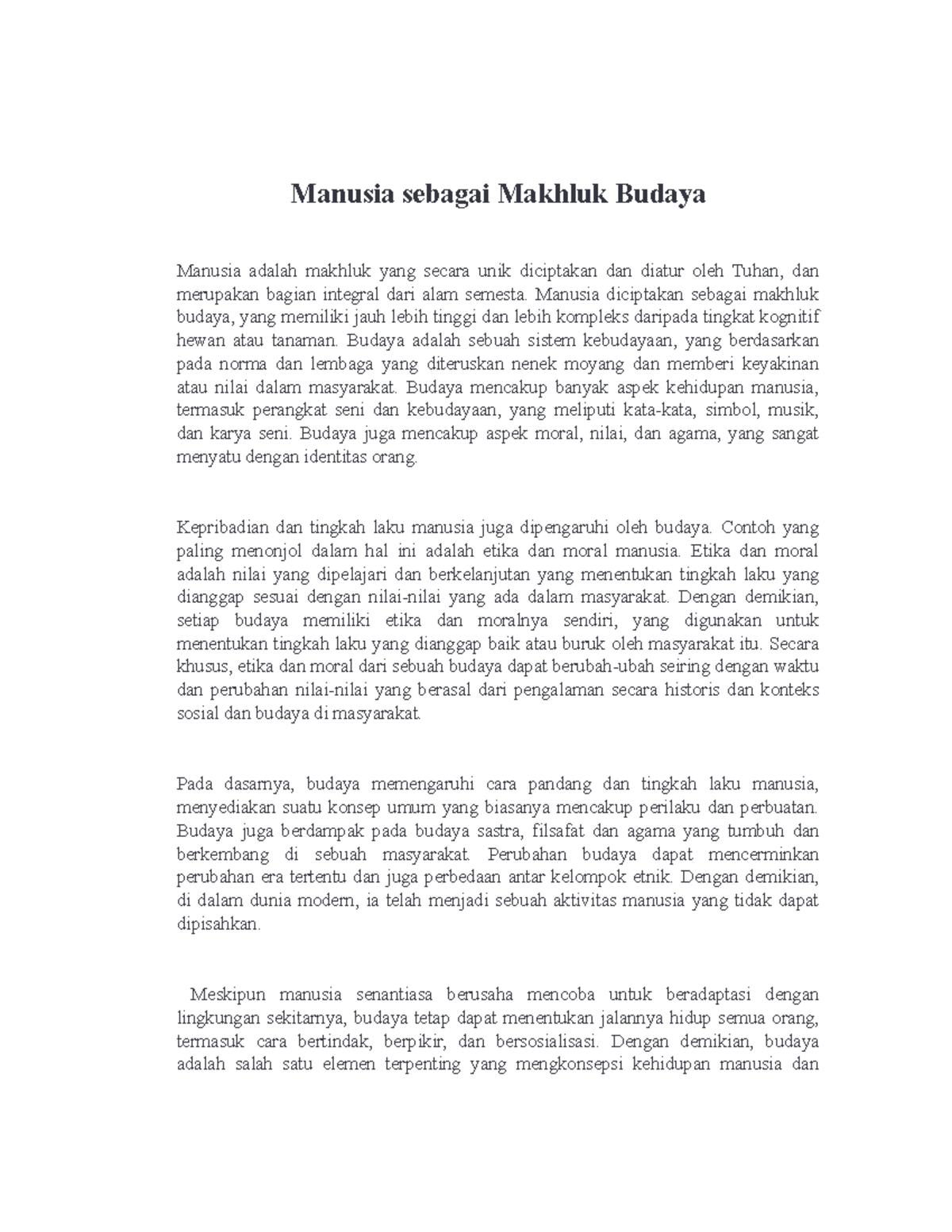 Manusia Sebagai Makhluk Budaya - Manusia Sebagai Makhluk Budaya Manusia ...