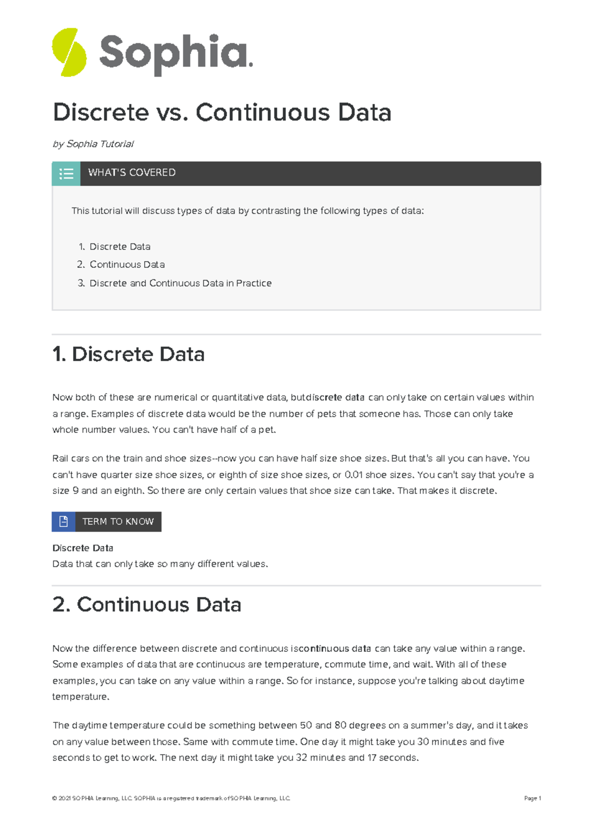 Discrete Vs Continuous Data - Discrete Vs. Continuous Data By Sophia ...