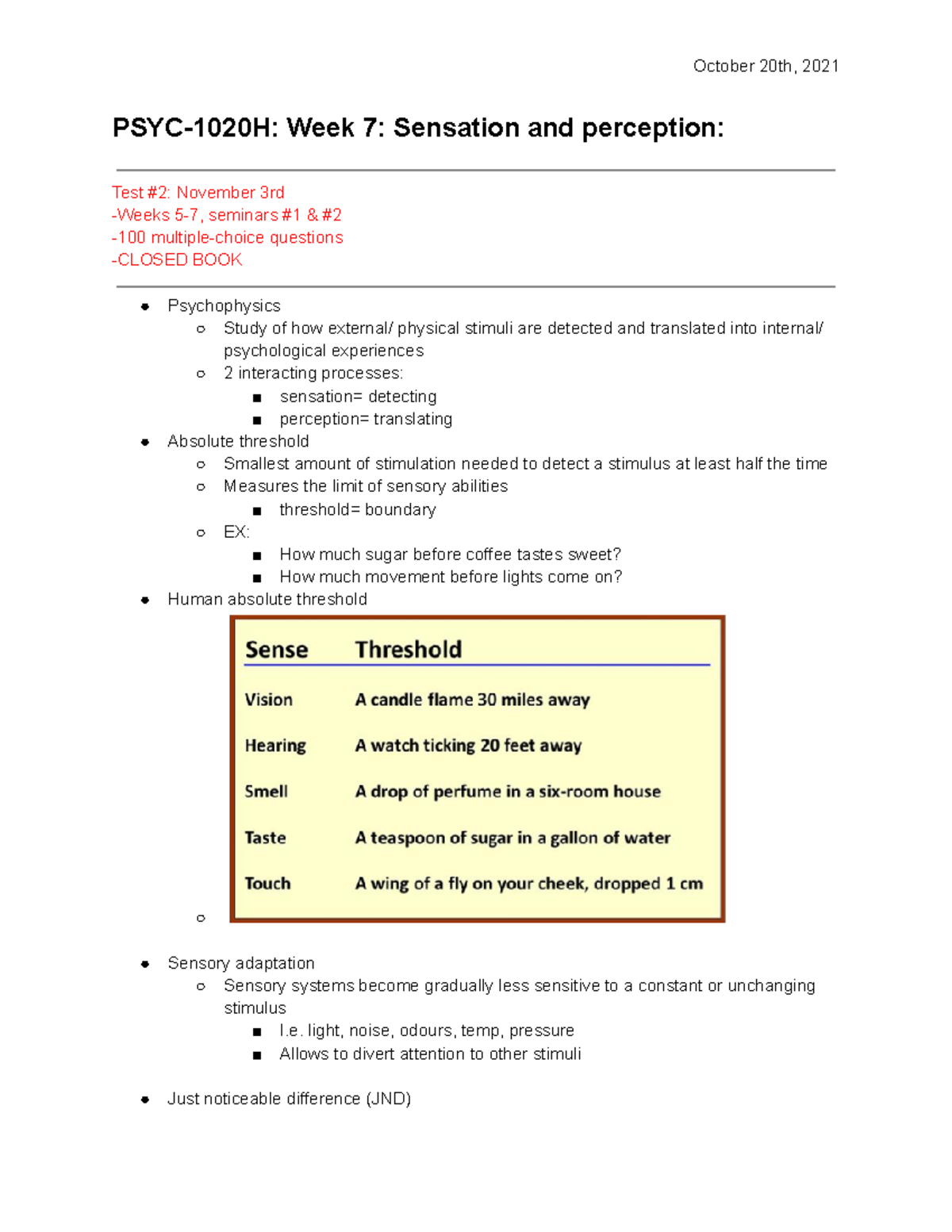 PSYC-1020H Week 7 (Oct 20th) - PSYC 1020 - TrentU - Studocu