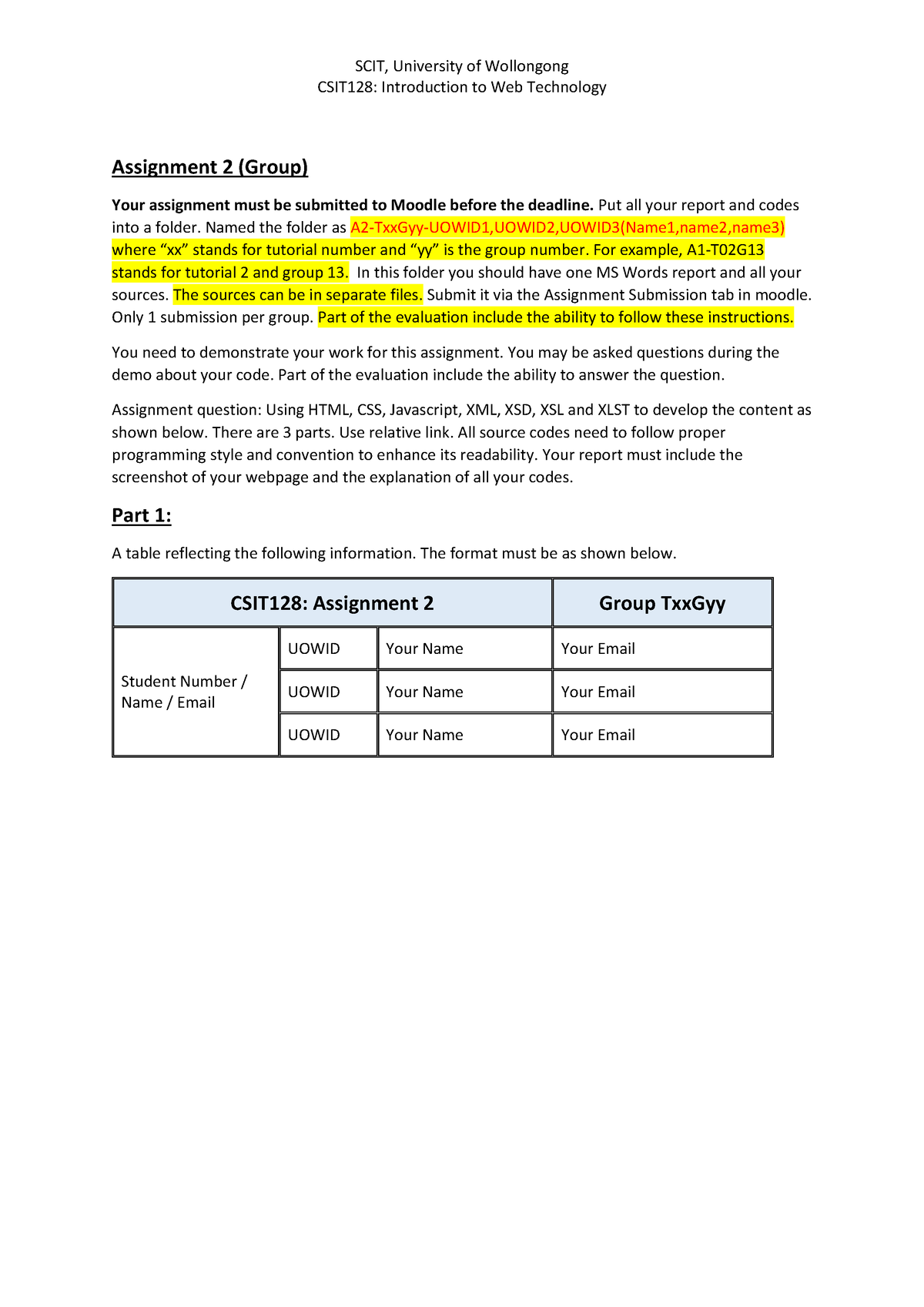 CSIT128 Y202309 A2 Ver1 - SCIT, University Of Wollongong CSIT128 ...