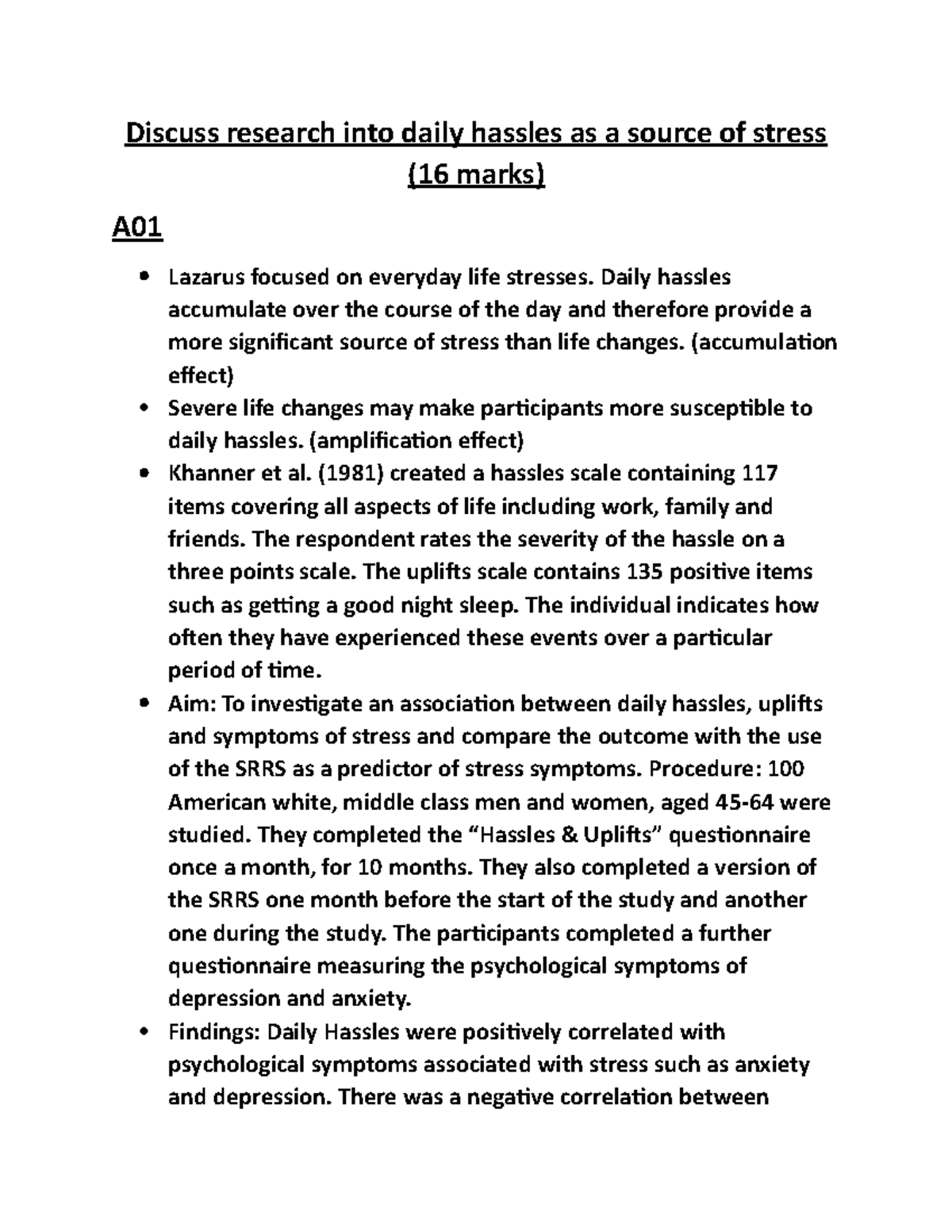 sources of stress essay