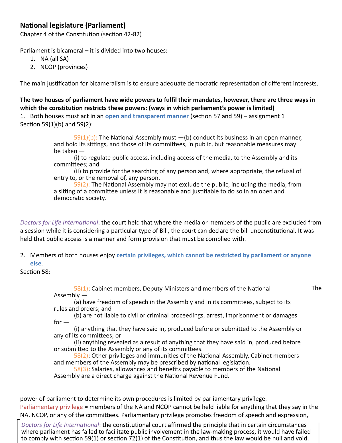 constitutional-law-summary-national-legislature-parliament-chapter