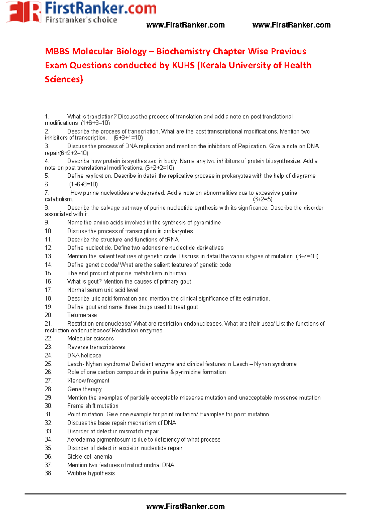 BIOCHEMISTRY MBBS IMPORTANT QUESTIONS visual data 7
