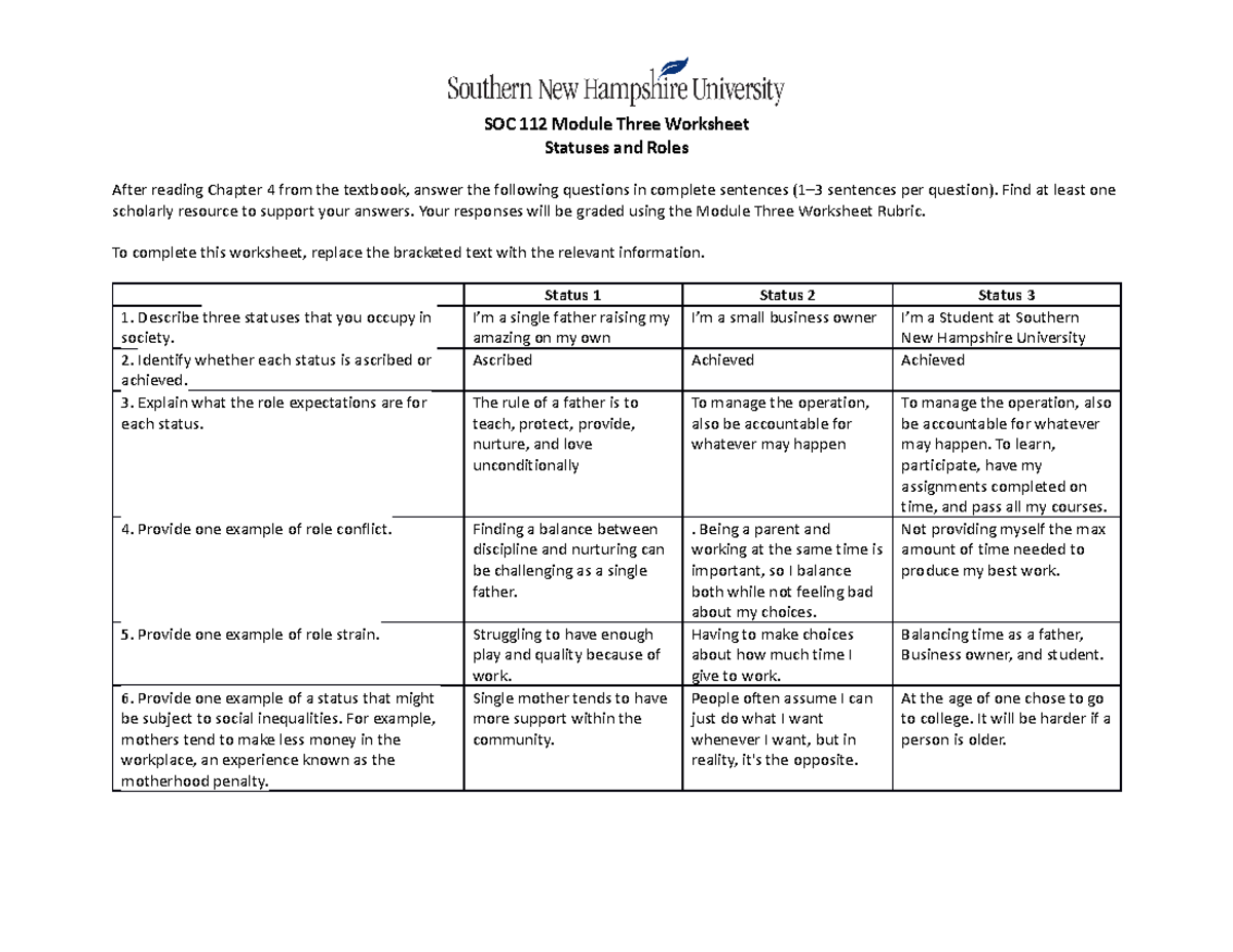 SOC 112 Module Three Worksheet - SOC 112 Module Three Worksheet ...