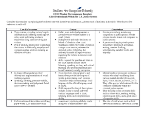 Allied Professionals Within The U.s. Justice System - Cj 112 Module Six  Assignment Template: Allied - Studocu