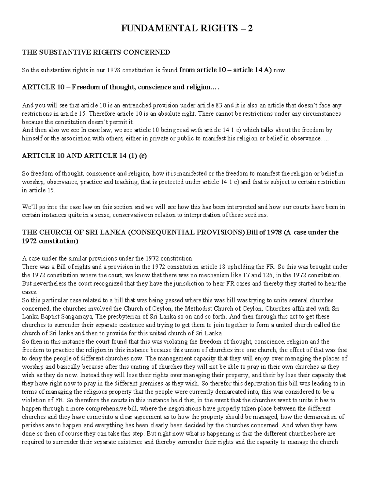 Fundamental Rights - 2 - FUNDAMENTAL RIGHTS – 2 THE SUBSTANTIVE RIGHTS ...