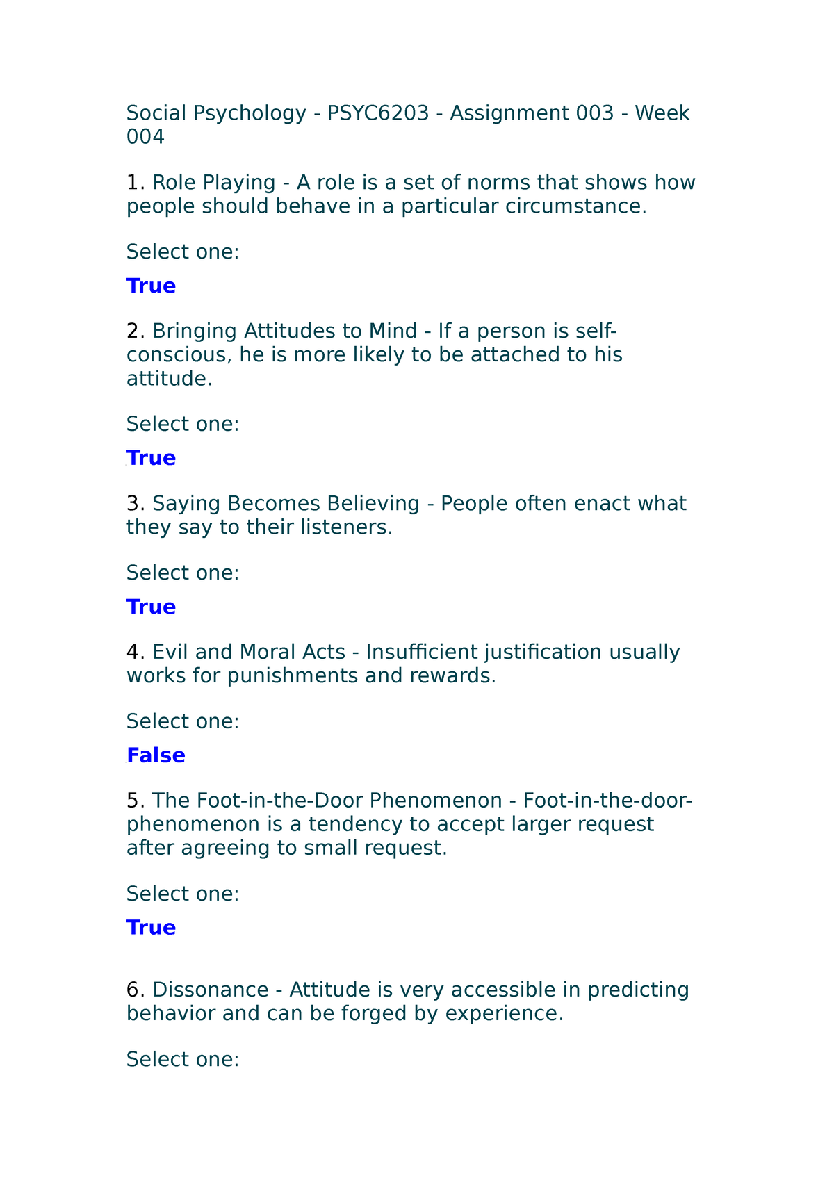 social psychology assignment topics