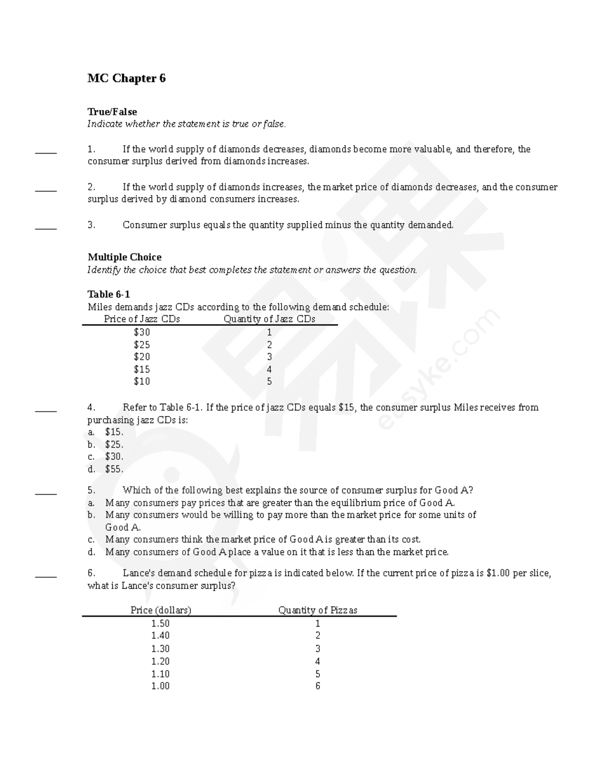 assignment chapter 6 true false quiz (practice)