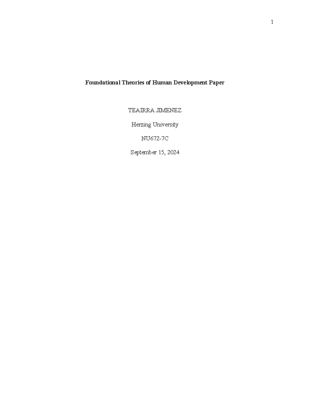 Foundational Theories of Human Development Paper - Sep. 14 @ 4 20 pm ...