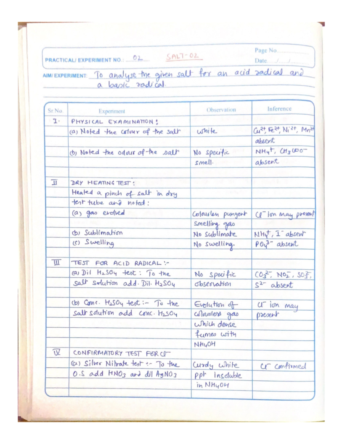 Page No - practical chemistry - Studocu