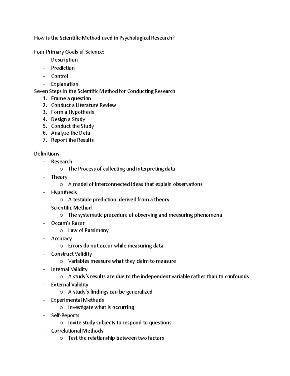 Psychology Book Notes - How is the Scientific Method used in ...