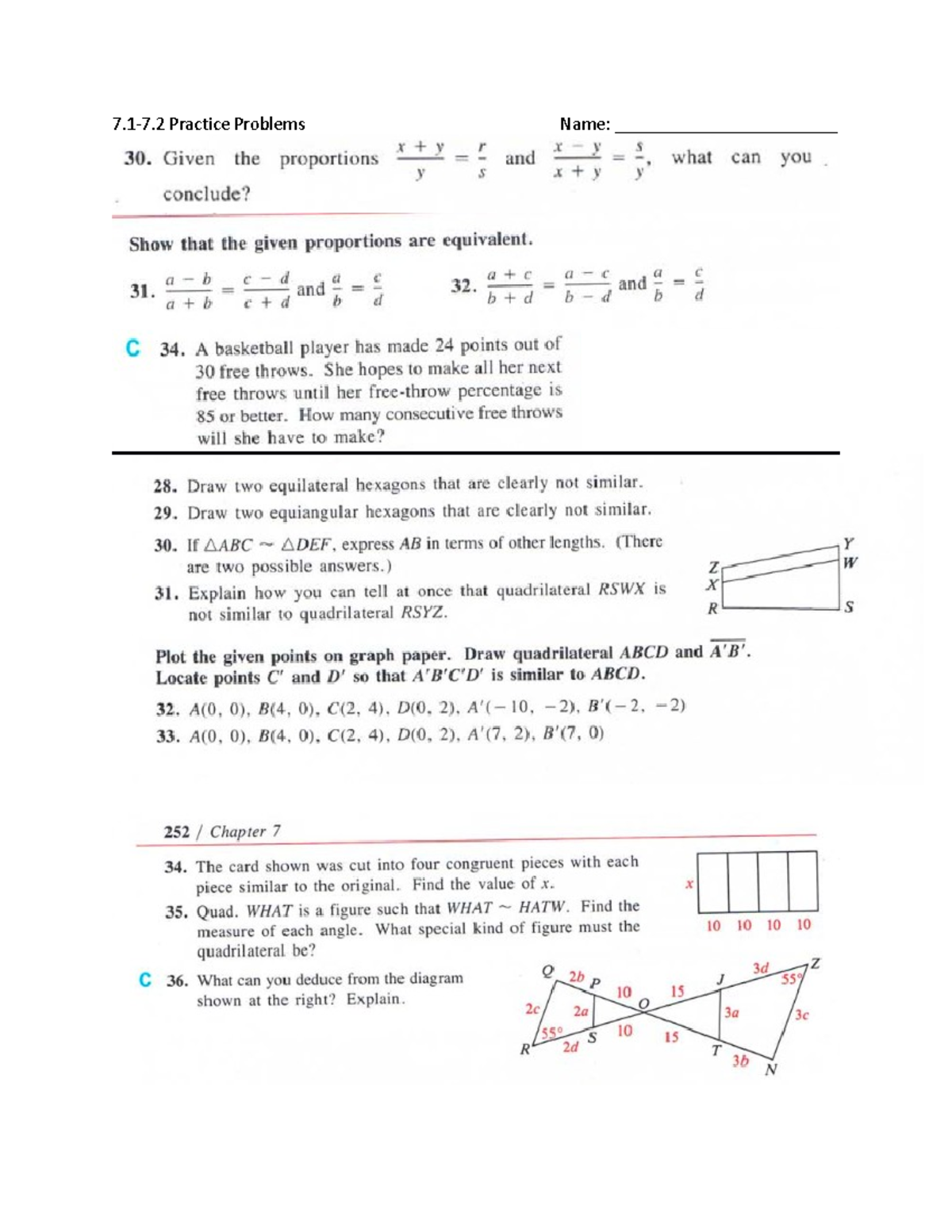 Physics Practice 7.1-7.2 - 7.1-7 Practice Problems Name ...