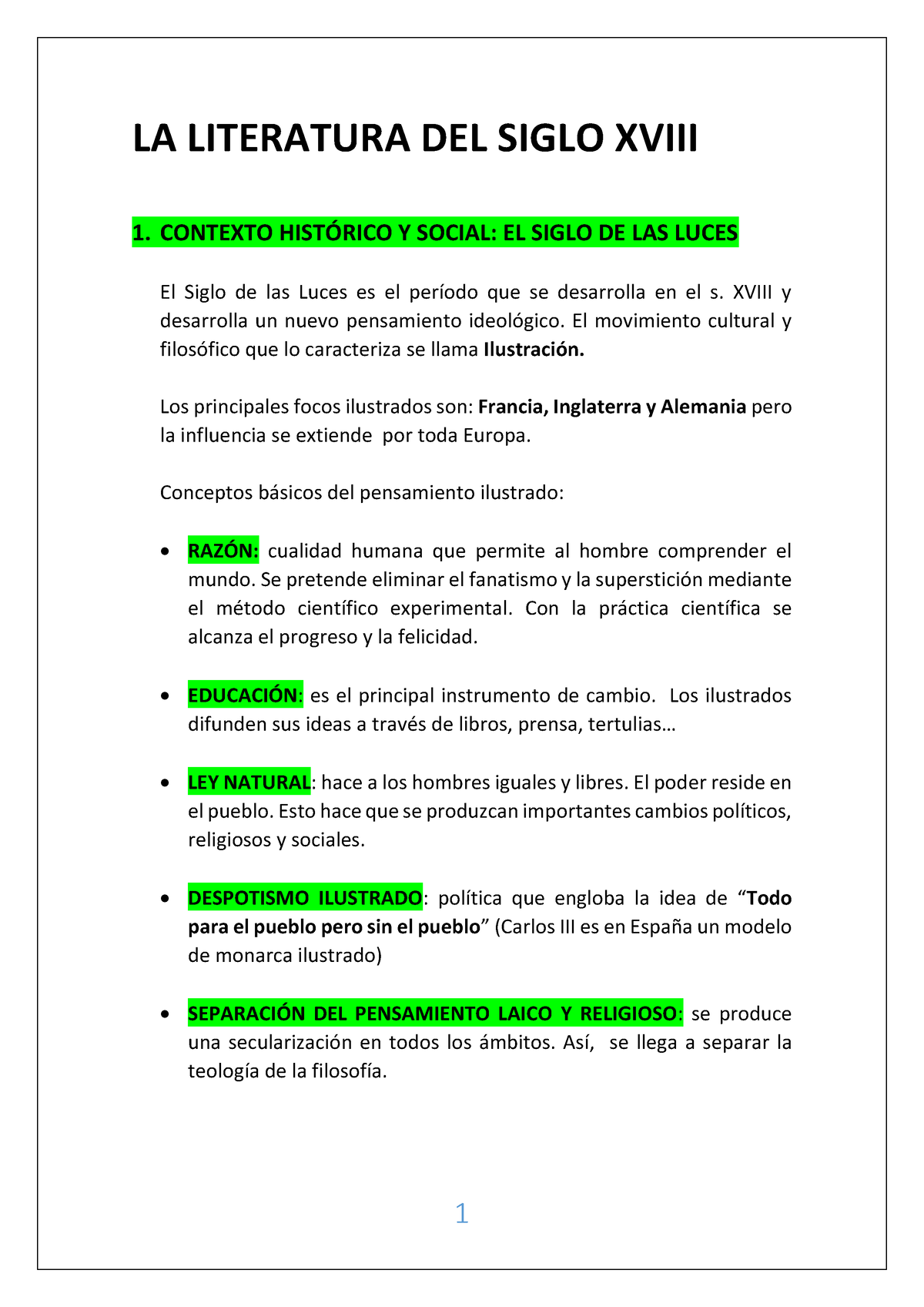 TEMA 7. LA Literatura DEL Siglo Xviii (2) - LA LITERATURA DEL SIGLO ...