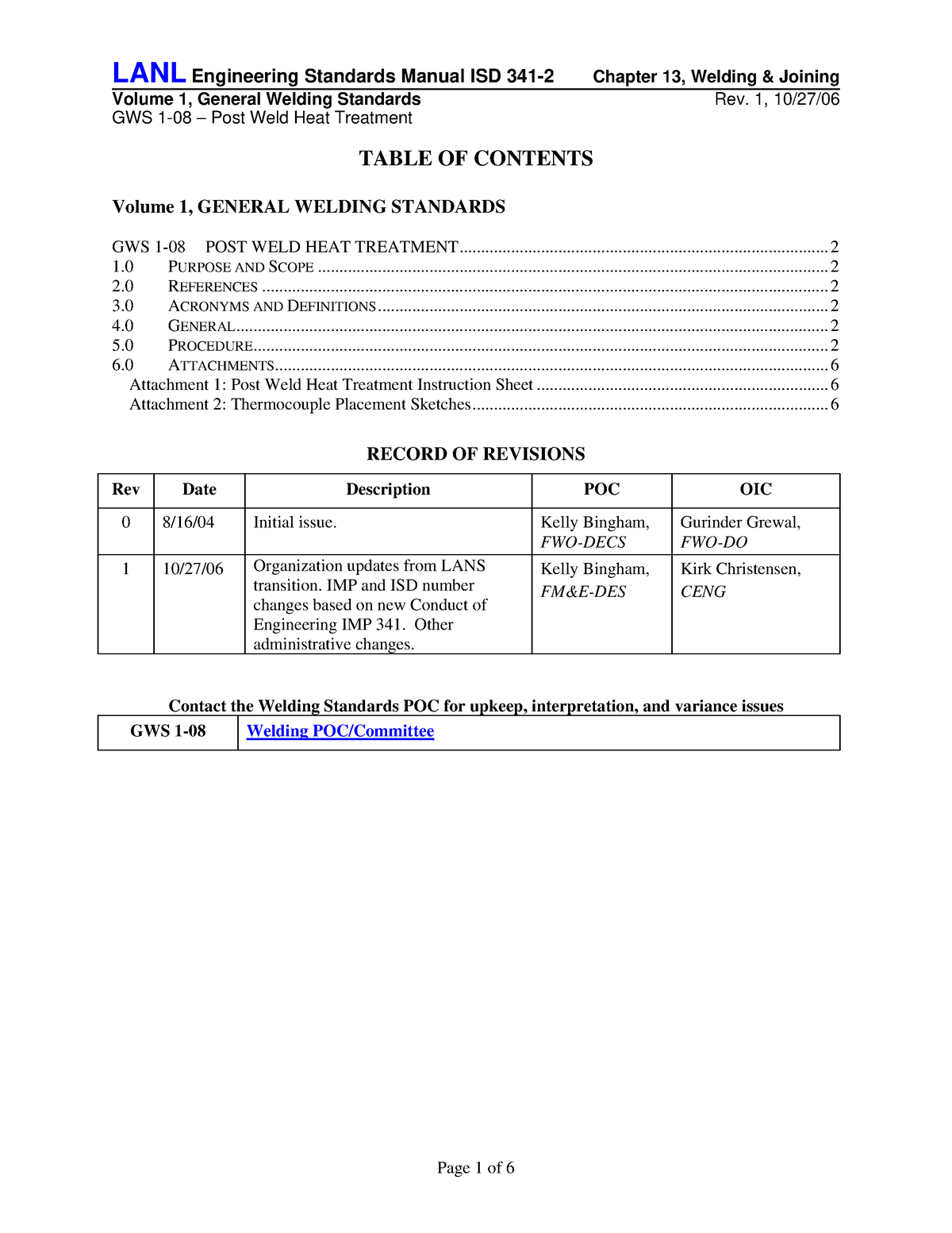 LANL Engineering Standards Manual - Volume 1, General Welding Standards ...