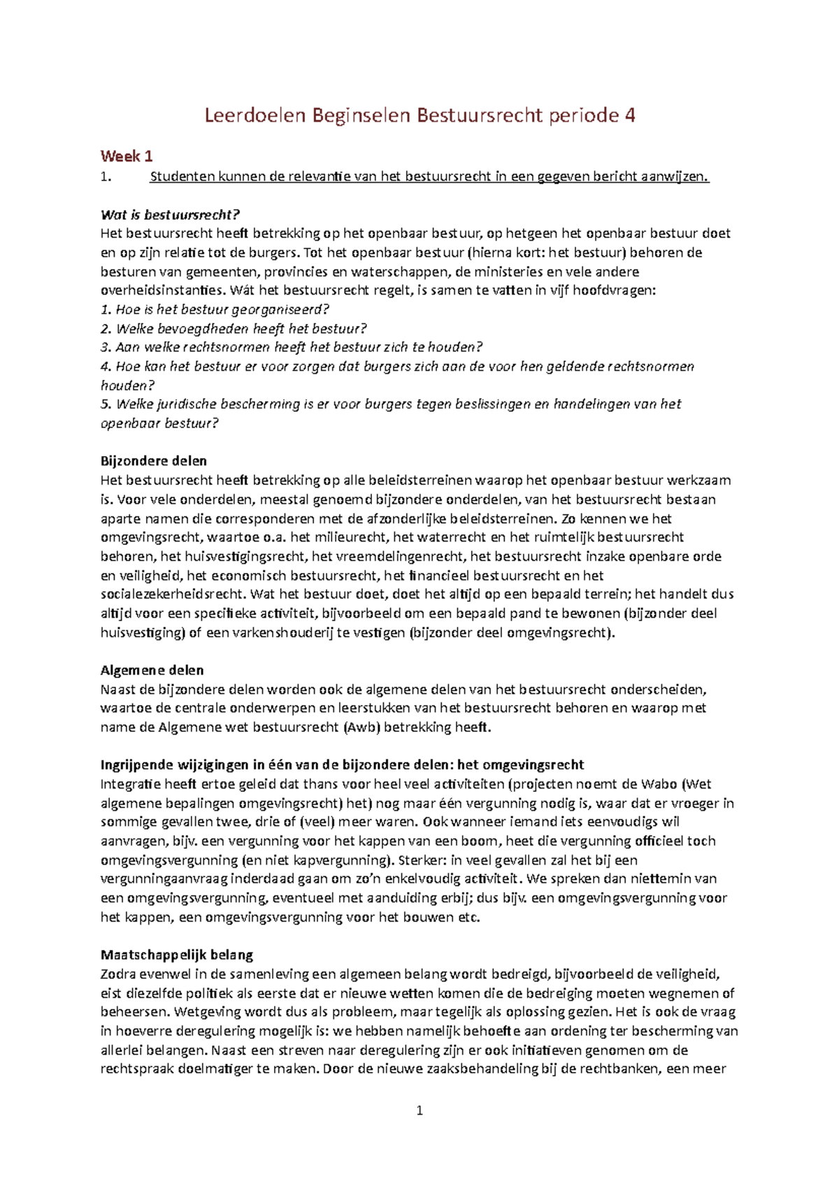 Samenvatting Recht Orde En Vrijheid - Leerdoelen Beginselen ...