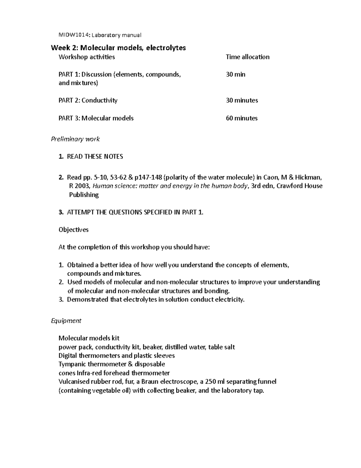 Lab manual week 2 MIDW1014 WH adapted - MIDW1014: Laboratory manual ...