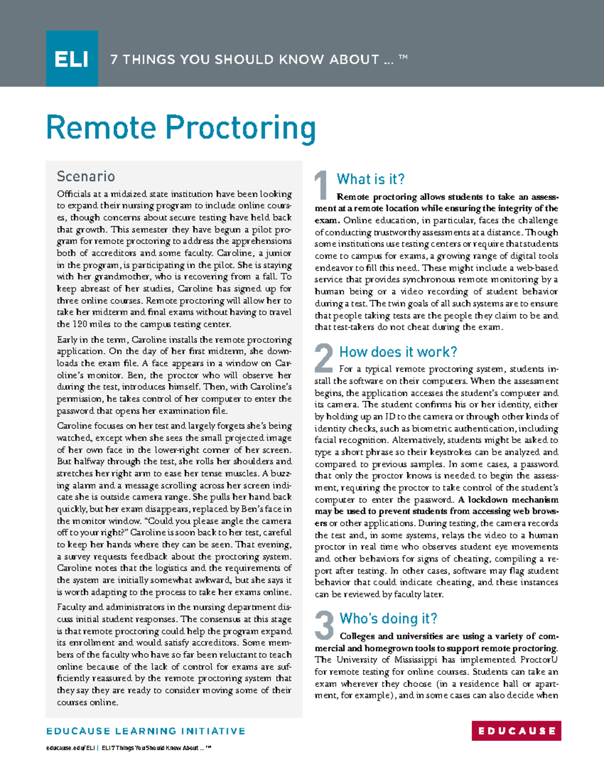 7 Things You Should Know About Remote Proctoring - E D U C AU S E | 7 ...