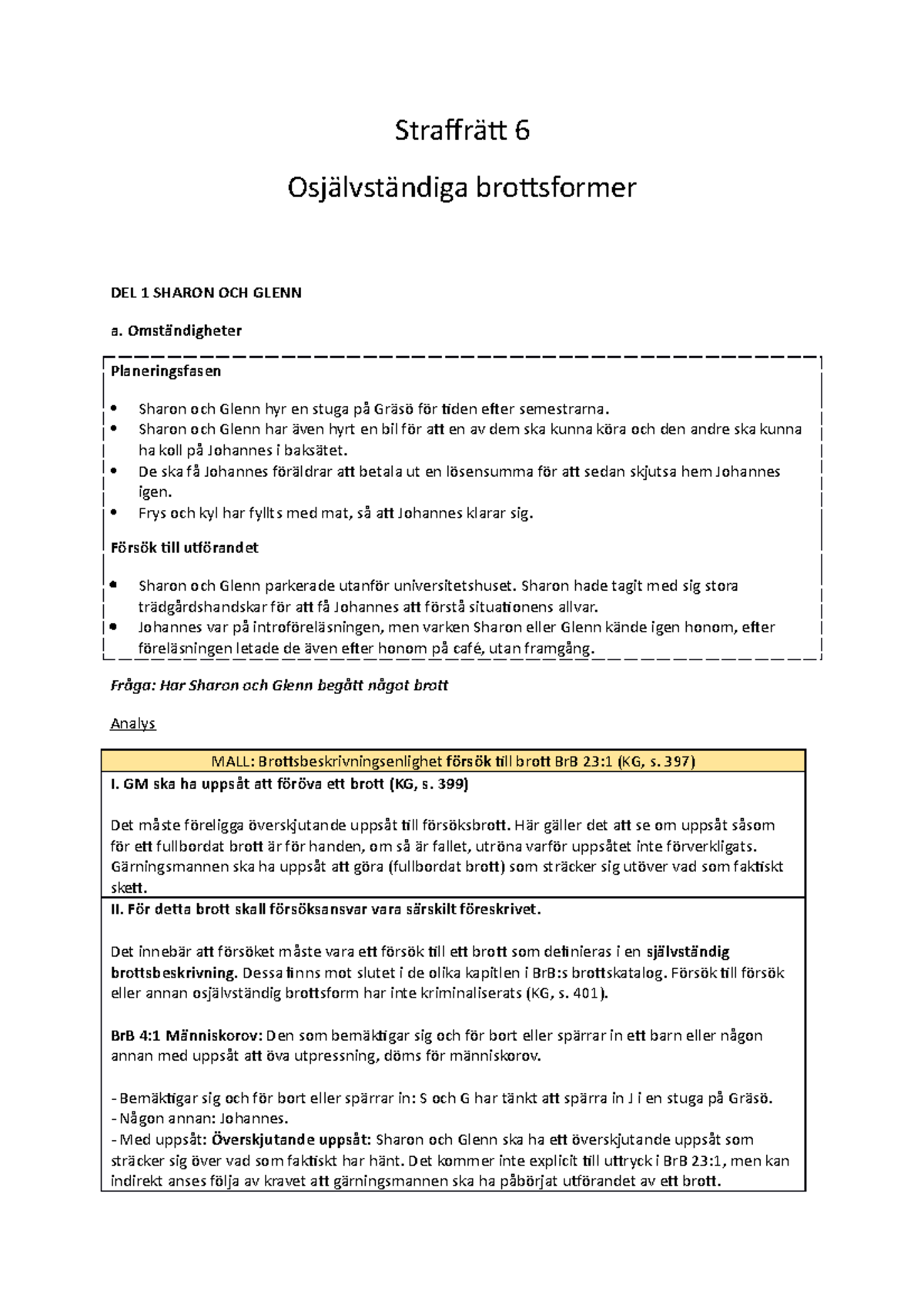 Straffrätt 6 - Semanteckningar - Straffrätt 6 Osjälvständiga ...