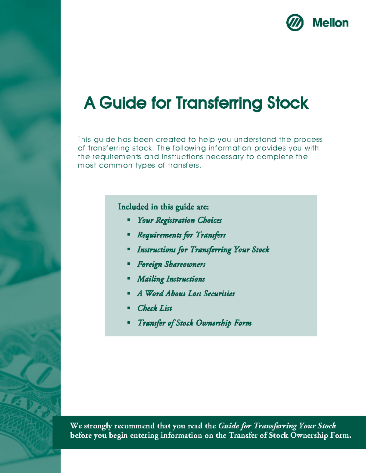Transfer brochure - revision - May 2004 A Guide for Transferring Stock ...