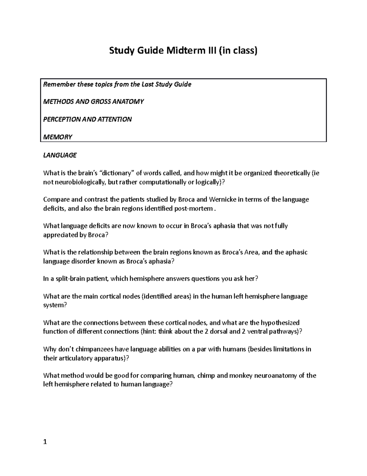 Study Guide Midterm III revised - Study Guide Midterm III (in class ...