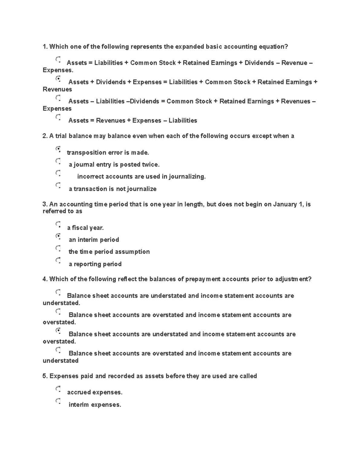 2-accounting - Answer - Which one of the following represents the ...