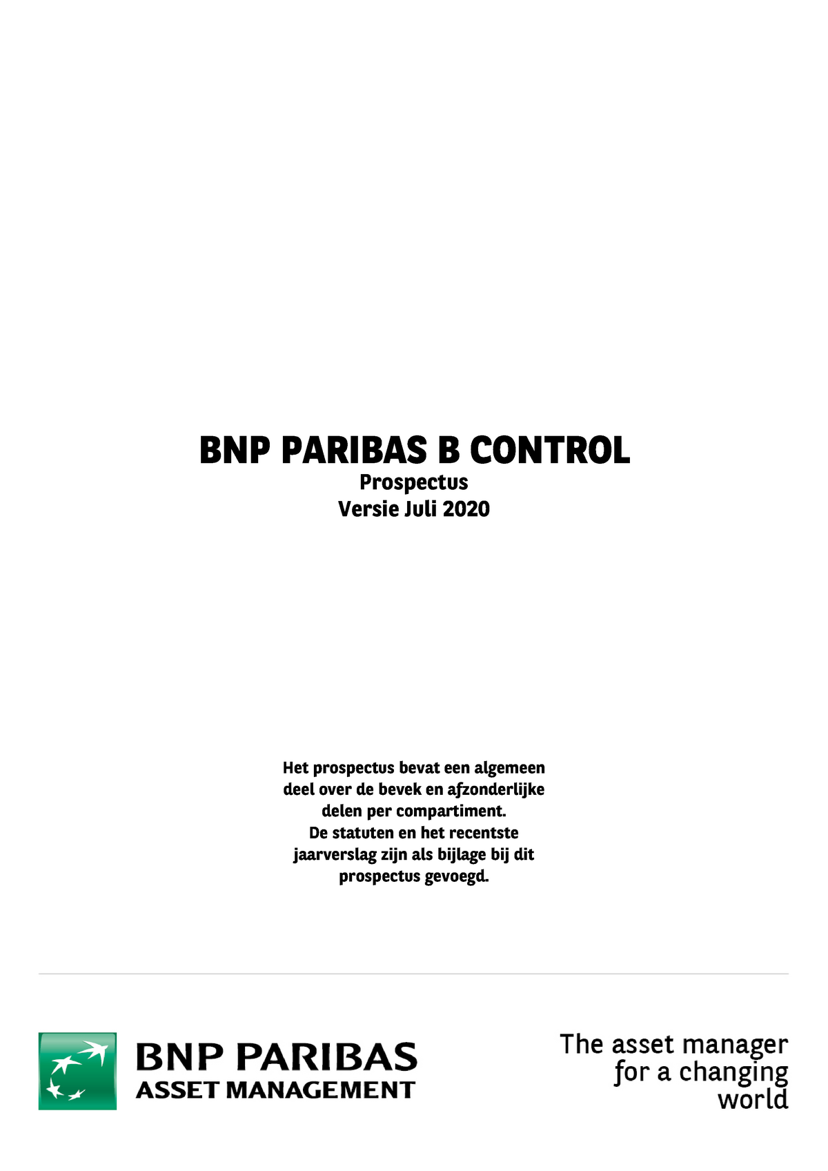 Prospectus BNP - BNP PARIBAS B CONTROL Prospectus Versie Juli 2020 Het ...