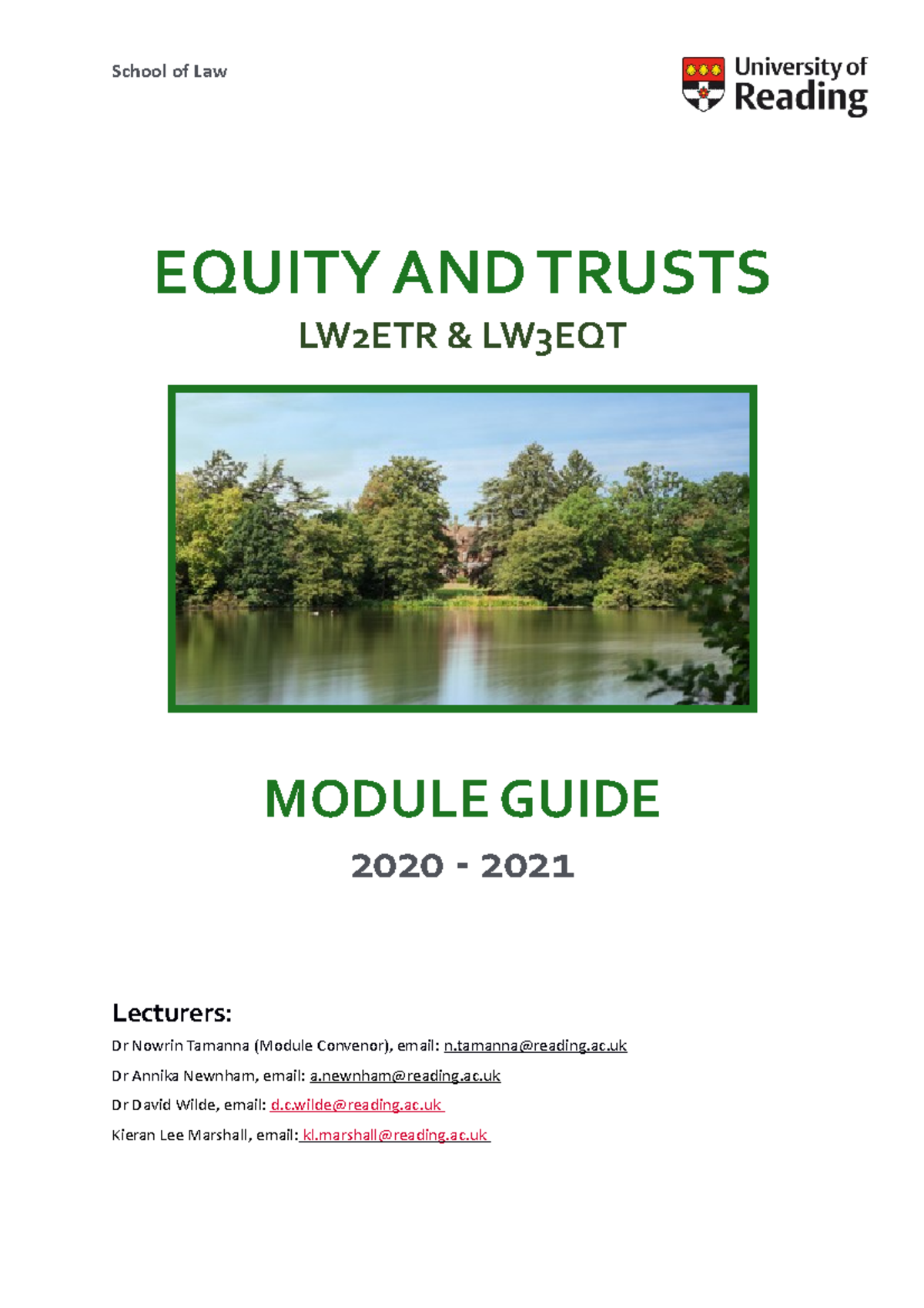 Equity and Trusts Lecture and Tutorial Guide 2020 2021 - EQUITY AND ...
