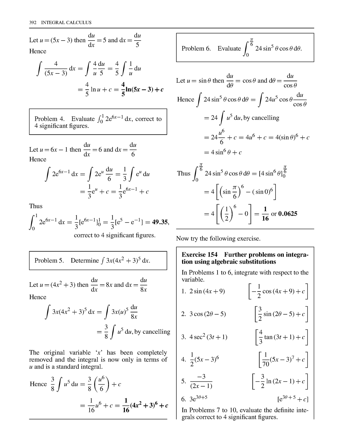 Bird higher engineering mathematics 42 - 392 INTEGRAL CALCULUS Let u ...