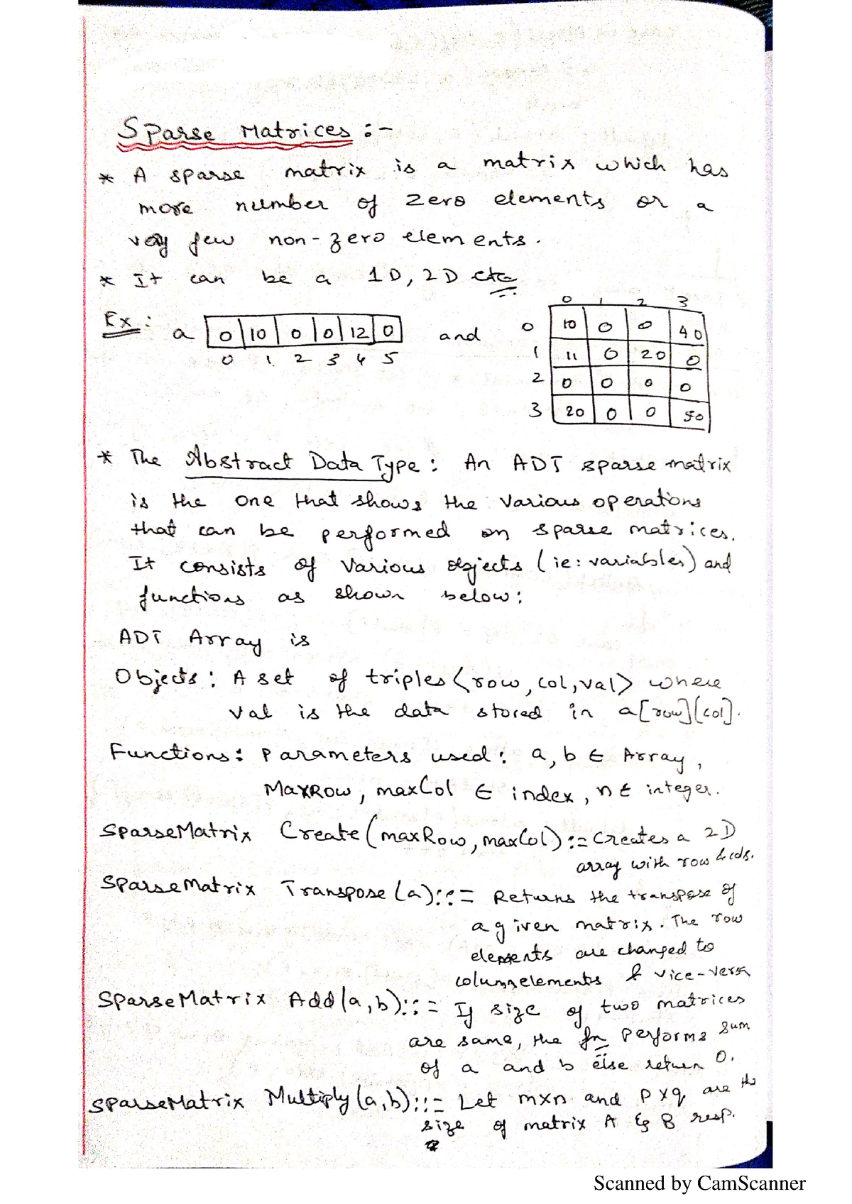 Sparse matrix - Notes - Computer science - Studocu