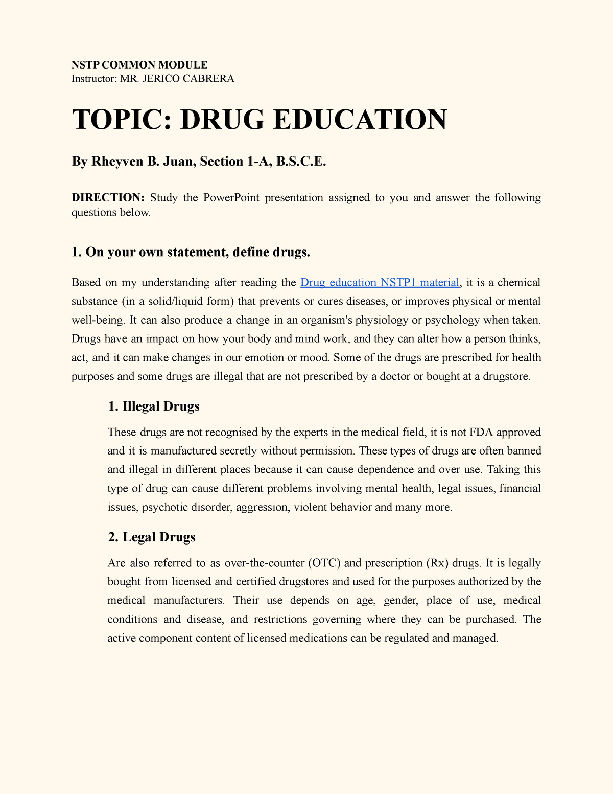 reflection paper about drug education nstp
