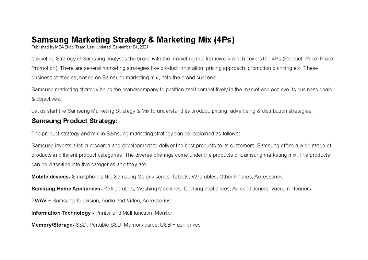 Samsung Marketing Strategy - There are several marketing strategies ...