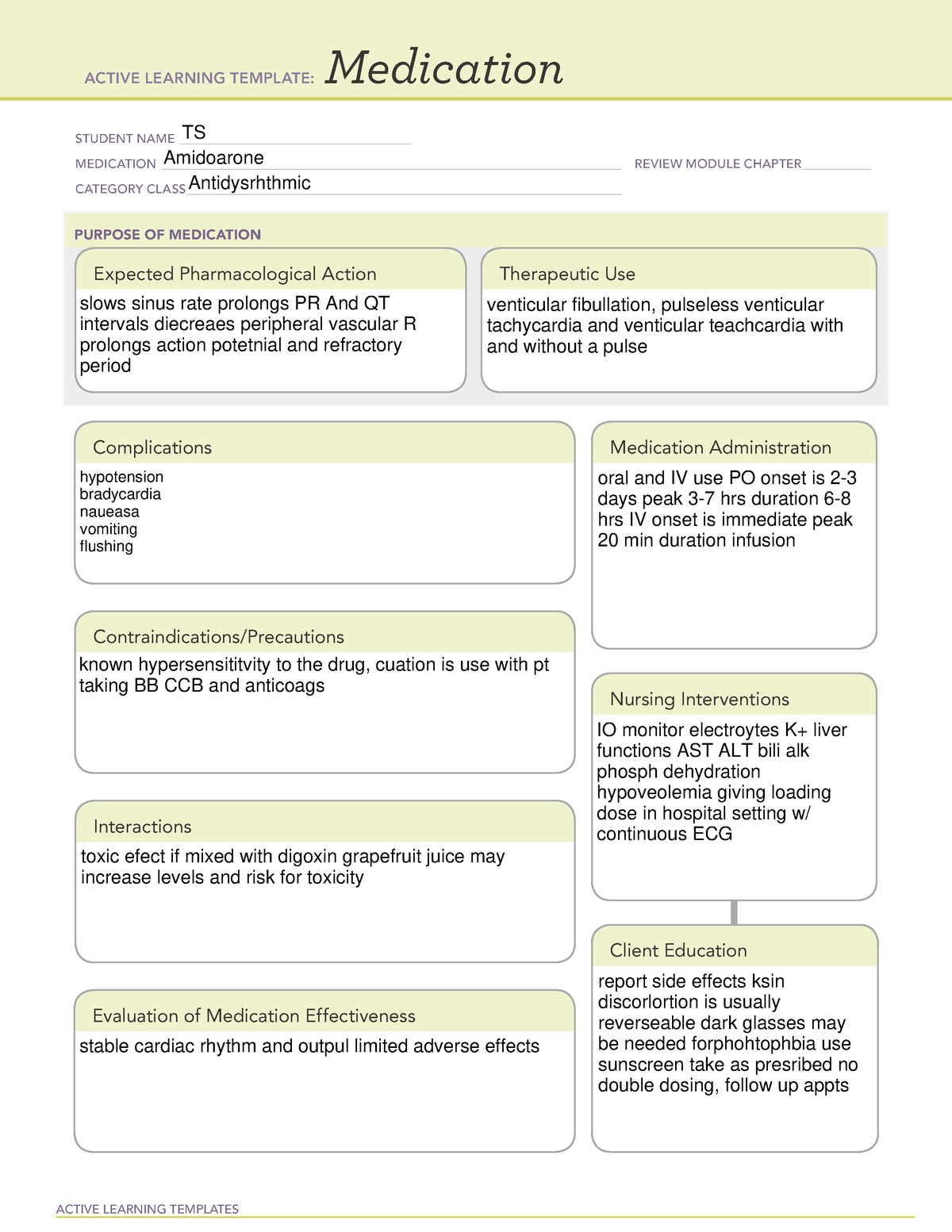 Active learning medication amiodarone - ACTIVE LEARNING TEMPLATES ...