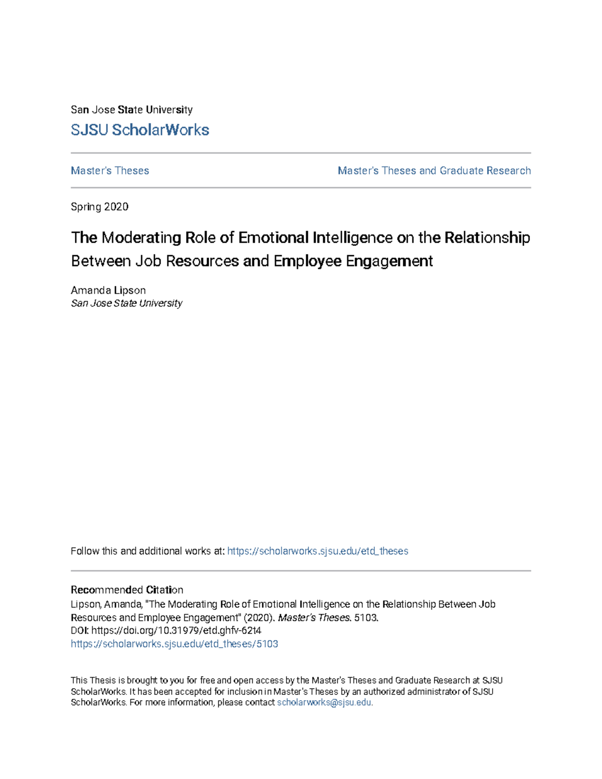The Moderating Role of Emotional Intelligence on the Relationship ...