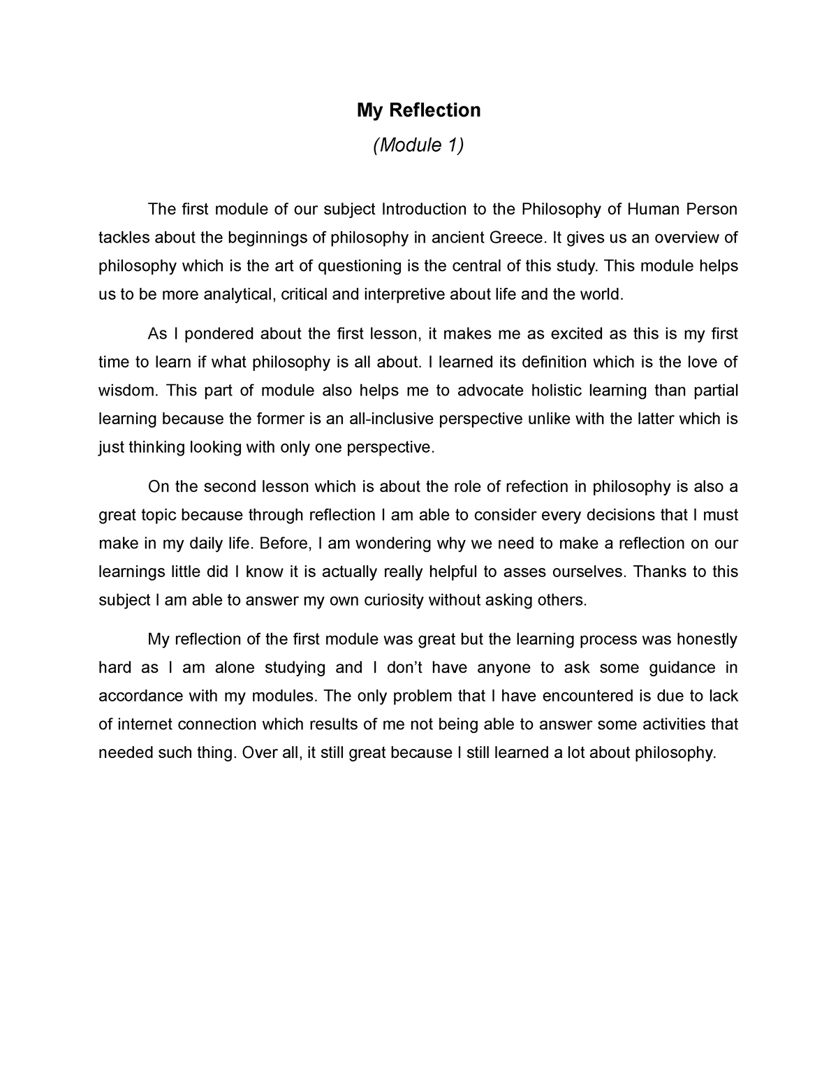 My Reflection In Philosophy My Reflection Module 1 The First Module   Thumb 1200 1553 